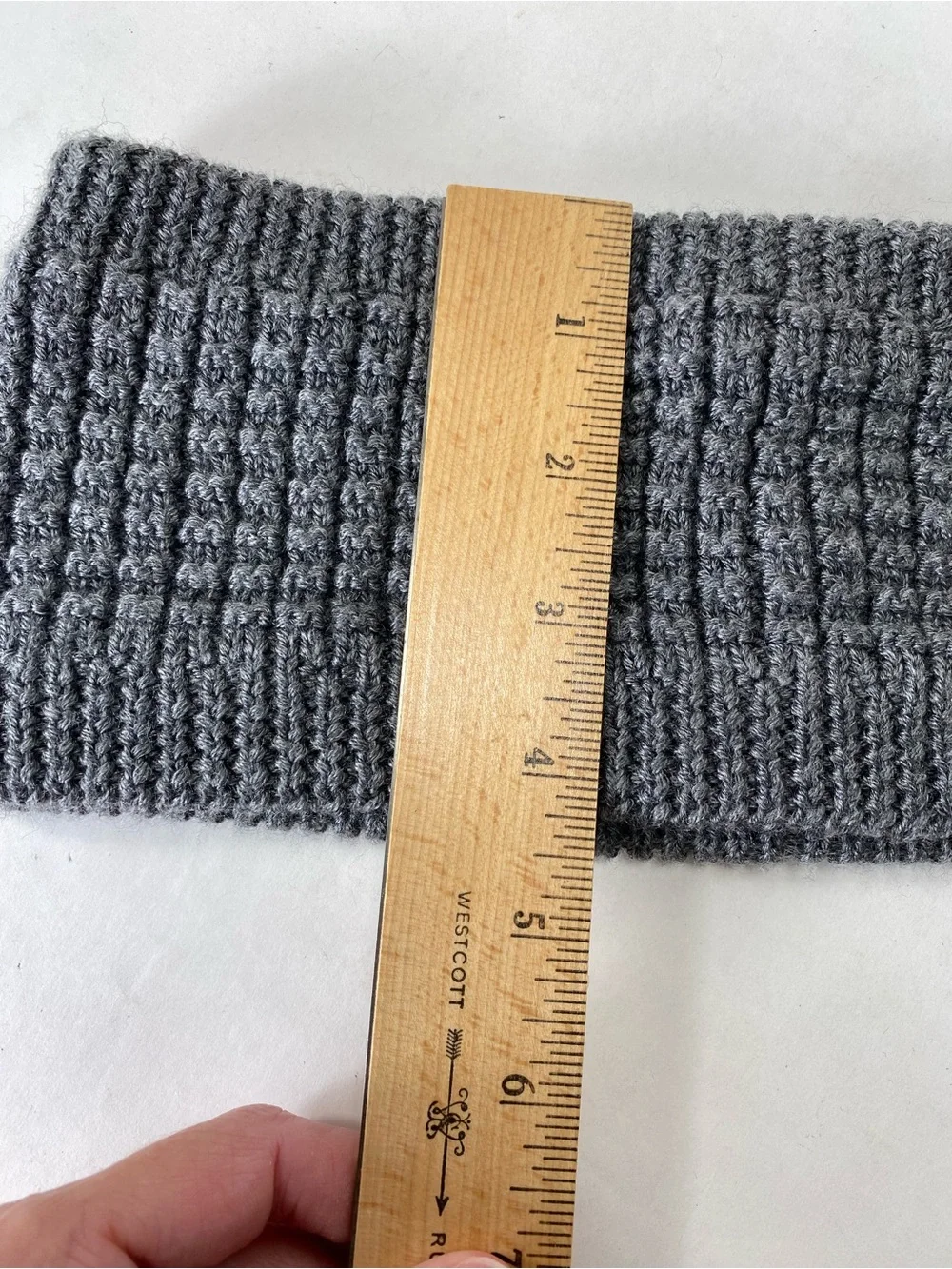 Icebreaker Merino Wool Gray Waffle Knit Winter Earband Headband (lining holes)